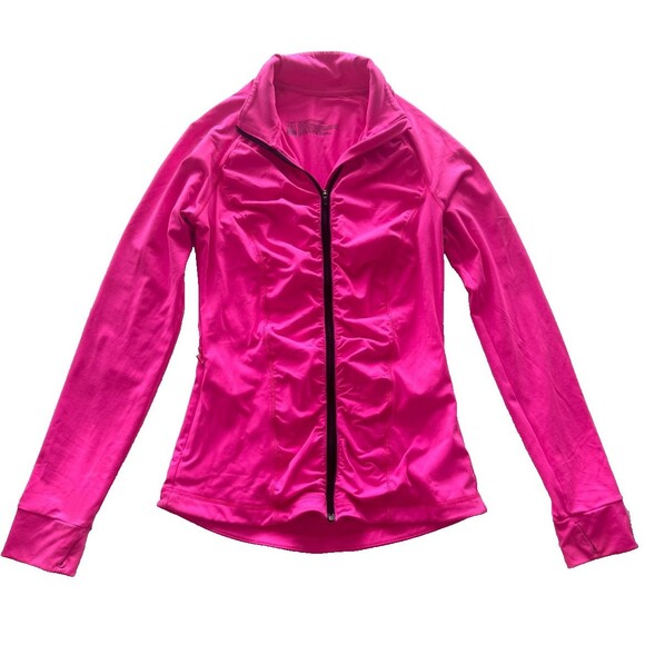 Victoria Secret VSX Sport Knockout Jacket Womens Small Full Zip Ruched Hot Pink - Picture 1 of 5